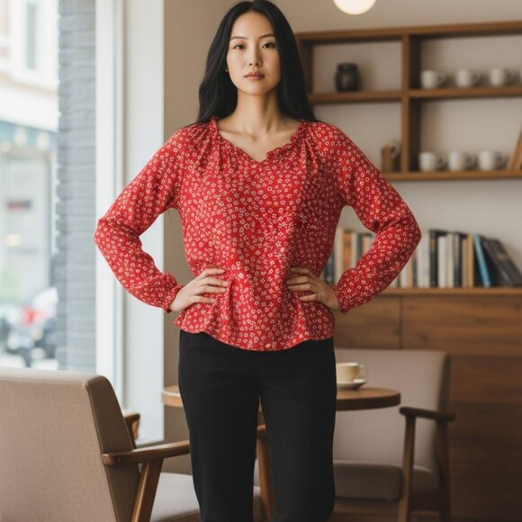 Cece Polyster Top with ditsy flowers - Picture 1 of 3